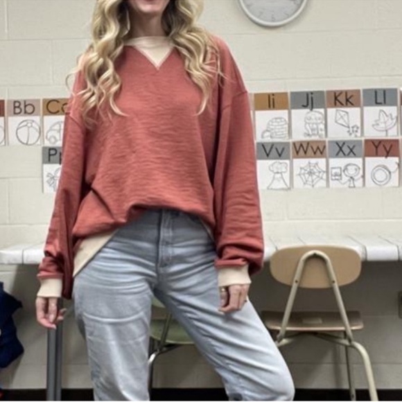 NWOT Free People We The Free | Classic Crew Colorblock Sweatshirt | Small - Picture 14 of 16